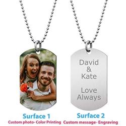 Personalized Color Photo Stainless Steel Dog Tag Pendant Keychain f/Birthday Anniversary Christmas Valentines Day Gift