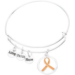 Orange Ribbon Bracelet, Leukemia Awareness, MS Awareness, Self Injury, Kidney Cancer, ADHD, Awareness Jewelry