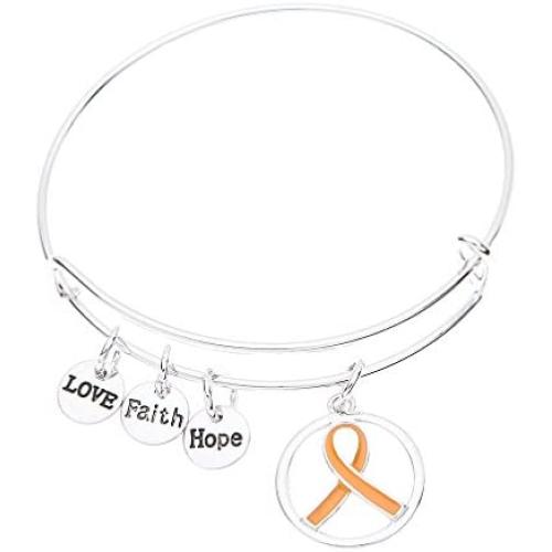 Orange Ribbon Bracelet, Leukemia Awareness, MS Awareness, Self Injury, Kidney Cancer, ADHD, Awareness Jewelry