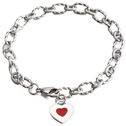 Heart Initial Chain Bracelet for Women Gifts 26 Letter Charms Bracelet Stainless Steel Link Bracelets Birthday Christmas Jewelry for Women Girl Teen