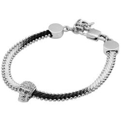 True N Raven Skull Bracelet Steel Skull Cotton Cord Bracelet