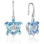 JO WISDOM Blue Fire Opal Dolphins/Turtle/Mermaid Tail Earrings,925 Sterling Silver Dancing Diamond Cubic Zirconia Drop & Dangle Fish Hook Animal Earrings