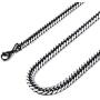 MOWOM Black Chain Necklace for Men Women Boy 316L Stainless Steel Water Resistent Big Thick Cuban Link Chains Plated & Brushed Finish Silver Color with Gift Box (4.6-6.5 MM Wide, 16-36 Inches Long)