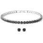 Shop LC Delivering Joy Line Women Round Cut Cubic Zirconia CZ Tennis Bracelet with Stud Solitaire Earrings Prom Jewellery Set (White/Black/Red)