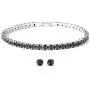 Shop LC Delivering Joy Line Women Round Cut Cubic Zirconia CZ Tennis Bracelet with Stud Solitaire Earrings Prom Jewellery Set (White/Black/Red)