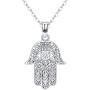 Hamsa Hand Necklace,925 Sterling Silver Pendant Jewelry for Women Men,Sacred Vintage Hand of Fatima Evil Eye Pendant with Fine Jewelry Gift Womens Path of Symbols Success Friendship Lotus Charm