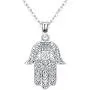 Hamsa Hand Necklace,925 Sterling Silver Pendant Jewelry for Women Men,Sacred Vintage Hand of Fatima Evil Eye Pendant with Fine Jewelry Gift Womens Path of Symbols Success Friendship Lotus Charm