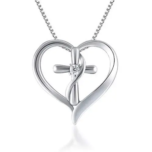 Angelady Mothers Day Gift Silver Cross Necklace for Women, Faith Hope Love Heart Cross Pendant Necklace for Mom Jewelry Valentine Birthday Gifts for Wife Girlfriend Angelady Mothers Day Gift Silver Cross Necklace for Women, Faith Hope Love Heart Cross Pendant Necklace for Mom Jewelry Valentine Birthday Gifts for Wife Girlfriend