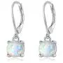 CiNily Round-Cut Opal Dangle Earrings, Green Fire Opal Rhodium Plated Women Jewelry Leverback Gemstone Drop Earrings CiNily Round-Cut Opal Dangle Earrings, Green Fire Opal Rhodium Plated Women Jewelry Leverback Gemstone Drop Earrings