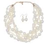 Womens Multi Strand Chunky Statement Pearl Necklace Choker for Women Bride Wedding Jewelry Set