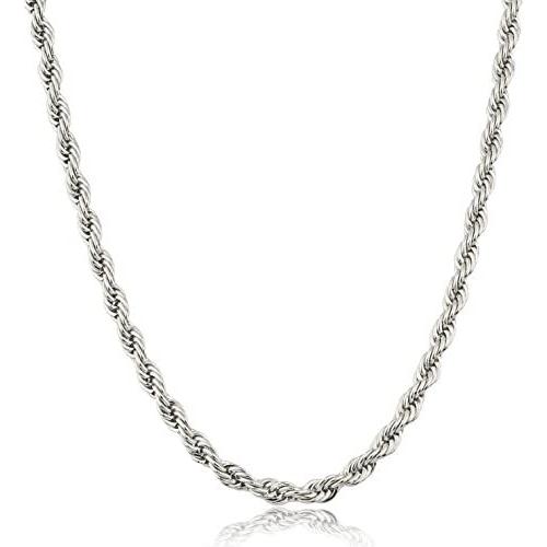 JOTW Stainless Steel Silvertone Plated 5mm 24 Inch Rope Chain [Jewelry] (H-883)
