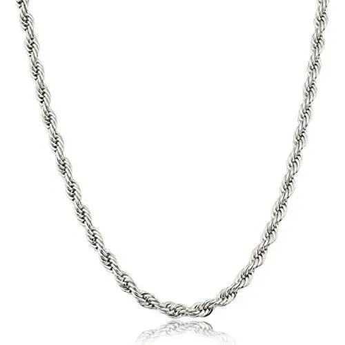 JOTW Stainless Steel Silvertone Plated 5mm 24 Inch Rope Chain [Jewelry] (H-883)