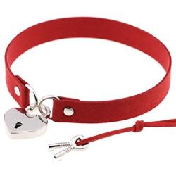 FM FM42 Openable Heart Lock Charm 0.67'' Width Simulated Leather Cloth Choker (16 Colors)