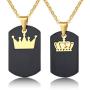 XUANPAI Free Custom Engraving His and Hers Stainless Steel Two-Tone Matching Set Couple Dog Tag Pendant Necklace