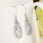 Silver earrings, filigree teardrop earrings, carved earrings earrings