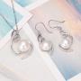BriLove Women 925 Sterling Silver CZ AAA Freshwater Cultured Pearl Necklace Earrings Set