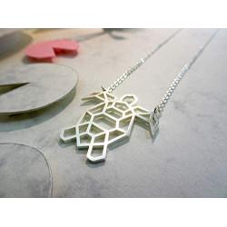 La Menagerie Turtle Silver Origami Jewelry - Silver Geometric Chain Necklace – 925 Sterling Plated Silver Necklace for Women & Girls – Stylish Turtle Pendant Necklace
