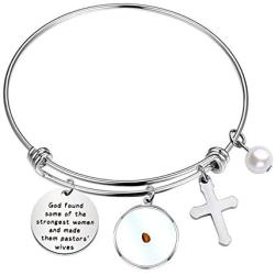 HOLLP Pastors Wife Gift Faith Mustard Seed Bracelet Religious Jewelry Pastor Appreciation Gifts God Found Some of The Strongest Women and Made Them Pastors Wives Bracelet