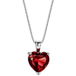 3.6 cttw Rhodolite Garnet Necklace Heart Pendant Sterling Silver January Birthstone Jewelry for Women 16-18 Inches