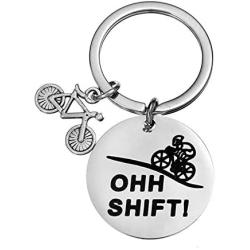 Hibetek Cycling Gift Oh Shift Keychain Jewelry Funny Cyclist Keychain Cool Triathlon Biking Rider Gift