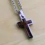 MJ Metals Jewelry Personalized Tungsten Carbide Hawaiian Koa Wood Cross Pendant Necklace 18'' to 20'' SS Wheat Chain MJ Metals Jewelry Personalized Tungsten Carbide Hawaiian Koa Wood Cross Pendant Necklace 18'' to 20'' SS Wheat Chain