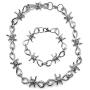 Lullabb Friendship Couple Barbed Wire Brambles Razor Blade Pendant Necklace Bracelet Jewelry Set for Women Men