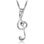 Womens Copper Plated White Gold Music Note Pendant Dangle Necklace Mom Jewelry for Women Girl
