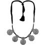 Saissa Silver Tone Oxidized Choker Boho Gypsy Thread Rope Indian Bollywood Necklace Jewelry for Women