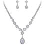 BriLove Womens Wedding Bridal CZ Crystal Teardrop Infinity Y-Necklace Dangle Earrings Set