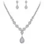 BriLove Womens Wedding Bridal CZ Crystal Teardrop Infinity Y-Necklace Dangle Earrings Set
