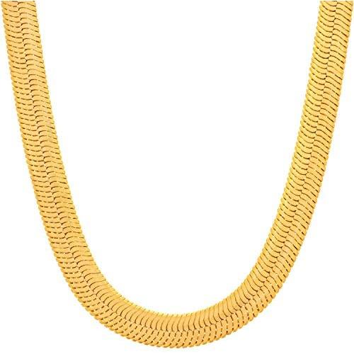 Lifetime Jewelry 7mm Flexible Herringbone Chain Necklace 24k Real Gold Plated