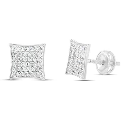 Mens Ladies 14K Gold Over Silver Lab Diamond Earrings Screw Back Studs Iced Out aretes para hombre - Mens Earrings, Screw Back, Mens Jewelry, Hip hop Earring