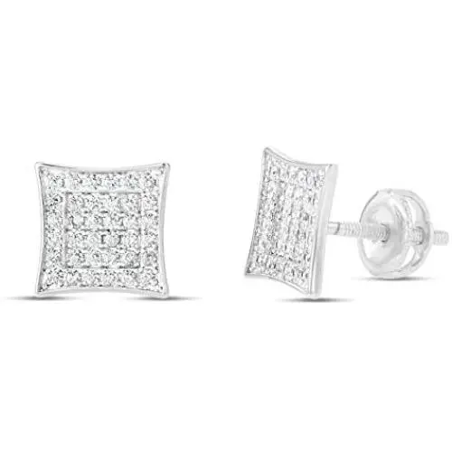 Mens Ladies 14K Gold Over Silver Lab Diamond Earrings Screw Back Studs Iced Out aretes para hombre - Mens Earrings, Screw Back, Mens Jewelry, Hip hop Earring