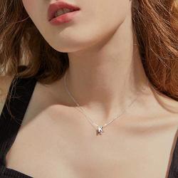 ChicSilver 925 Sterling Silver Letter A-Z Pendant Necklace, Dainty Small Initial Necklace for Women, Silver/Gold (with Gift Box)