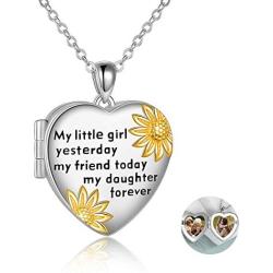 Sterling Silver Mother Daughter Heart Locket for Mom Daughter Birthday Gifts