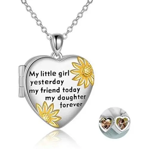 Sterling Silver Mother Daughter Heart Locket for Mom Daughter Birthday Gifts Sterling Silver Mother Daughter Heart Locket for Mom Daughter Birthday Gifts