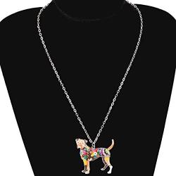 DOWAY Boxer Dog Necklace Pendant for Women Girls,Pet Chain Jewelry Gift with Floral Enamel