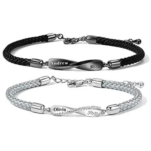 Custom Magnetic Couples Bracelets for Women Men, Promise Rope Name Bracelets Personalized Jewelry for Couples BBF Custom Magnetic Couples Bracelets for Women Men, Promise Rope Name Bracelets Personalized Jewelry for Couples BBF