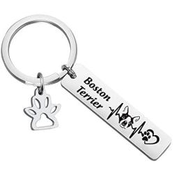 FUSTMW Dog Owner Keychain Boston Terriers,Boxer,Dachshund,Jewelry Golden Receiver,Pitbull Dog Lover Gifts Pet Rescue Gift