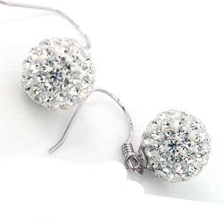 YAZILIND Sparkling Drop Dangle Earrings Statement Silver Hollow Ball Gemstone Women Fish Hook Earrings Elegant Vintage Party Jewelry