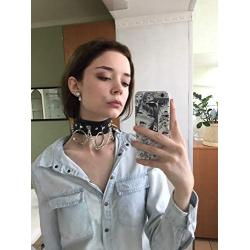 BeeGift Gothic Jewelry-Love Heart Adjustable Leather Choker Punk Rock PU Necklace Goth Choker Soft Collar Chain for Women Girls Cosplayer