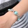 Cocazyw Silver Butterfly Turquoise Bracelet and Earrings for Women Girl Retro Charm Gemstone Jewelry Set Pendant Necklace and Drop Earrings for Women Girl
