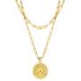Andsion Dainty Gold Initial Necklaces for Women & Girls Chain Necklace, 18K Gold Plated Layered Necklaces for Women Personalized Coin 26 Letter Necklace Pendant Paperclip Necklace Jewelry Gifts
