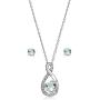 Lovve Sterling Silver Gemstone & White Topaz Infinity Heart Necklace Earrings Set