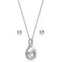 Lovve Sterling Silver Gemstone & White Topaz Infinity Heart Necklace Earrings Set