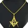 Ahappy-18k Gold Filled Sculpture Freemasonry Masonic Mason Pendant Chain Necklace N275 50 60 70 80cm