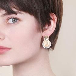 Vintage Double Layered Two Tone Dangle Drop Basic Earrings for Women