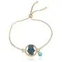 Tattooshe Gold Plated Turkish Evil Eye Bracelet Fatima Hamsa Pave Crystal Blue Eye Chain Bracelet Adjustable Female Party Jewelry