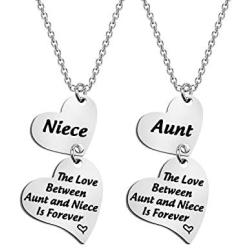 FOTAP Aunt and Niece Gifts The Love Between Aunt and Niece is Forever Necklaces Set Auntie Gift Niece Necklaces