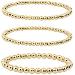 MUYASEA 14K Real Gold Plated Bead Stack Adjustable Charm Bracelets for Women Men